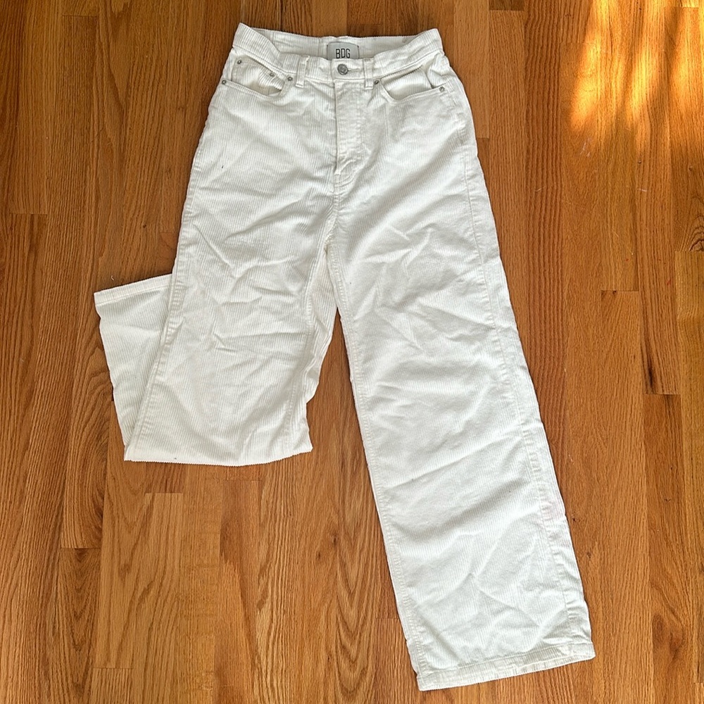 BDG White Corduroy Wide Leg Pants